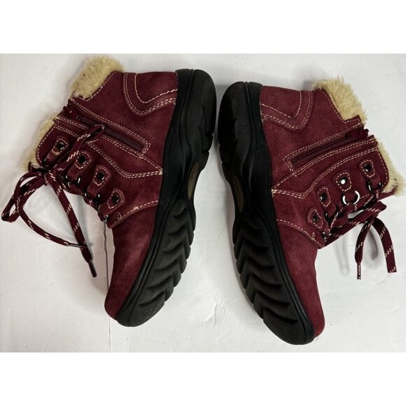 Earth Origins Womens Crowley Ankle Boots Water Repellant Suede Faux Fur Merlot 7 - Picture 9 of 14